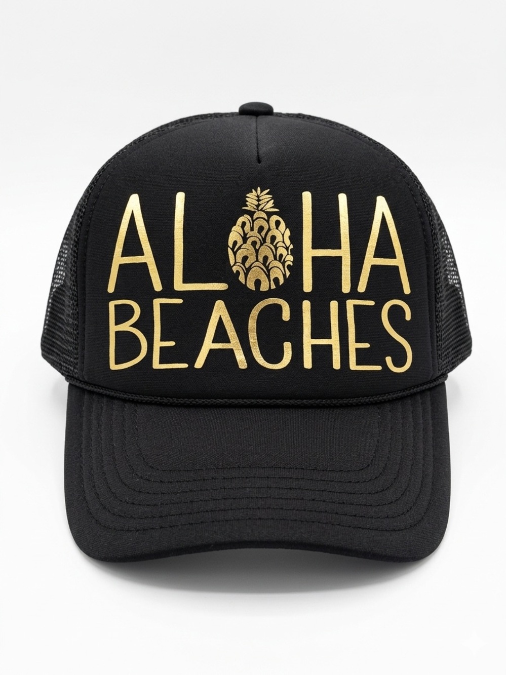 Aloha Beaches Black & Gold Trucker Hat
